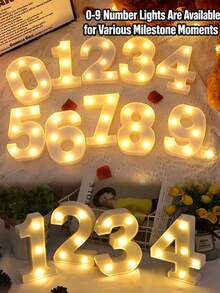 1/3/4/5 Stück LED Zahlenleuchten (16cm/21cm) - romantisches warmweißes Licht, Geburtstag, Hochzeit, Jahrestag, Party Dekoration | Heiratsantrag Dekoration - Weiß - Übersicht 8