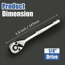 HARSKIYER 1/4 Inch Drive Ratchet Wrench, 72-Tooth Quick-Release Reversible Wrench, Chrome Vanadium Steel Wrench Tool, 5.8 Inch Length Full Polished - ColorB - View 2