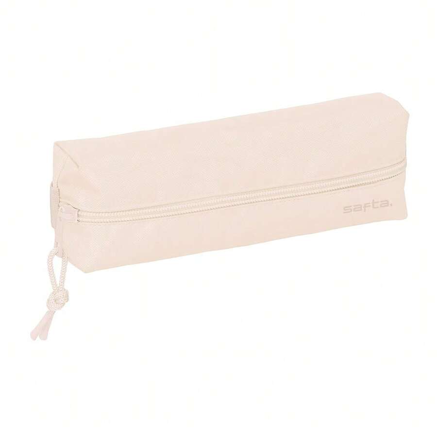 Safta Rectangular School Pencil Case With Elastic Closure For 4-Ring Binder (35 Mm), 22 Cm, Lightweight And Durable PP Foam, 1 Zippered Compartment, Light Pink - Coral Pink - View 1