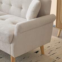 Grey 2 Seat Sofa - Modern Velvet Chenille Fabric Couch - Beige 2 Seat - View 4