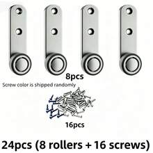 12pcs(4 Casters And 8 Screws) Heavy Duty Silent Sliding Door Roller Directional Wheel Set - Metal Structure, Suitable For Underbed Storage Cabinets, Storage Boxes, Slide Rail Wheels, Sliding Door Hardware Set, Sliding Door Hardware - Random - View 5