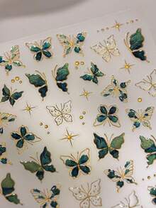 1 pieza Pegatina de uñas con mariposa de gelatina 5D en relieve brillante, diseño de mariposa con concha esponjosa de cristal brillante de colores, tema de dibujos animados - Calcomanías de arte de uñas autoadhesivas, decoración de uñas, pegatinas de uñas - Multicolor - Ver 2