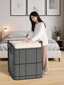 1件黑色加厚大容量收納袋，可用作手機收納袋，適合衣櫃整理、床上用品與衣物打包，可折疊便攜設計，適用於臥室、衣櫃、床底、客廳與宿舍，衣物收納必備 - 彩色 - 查看 6