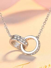 1 Stück S925 Sterling Silber Luxus Romantisches Ineinandergreifendes Ring Design Damen Halskette, Minimalistisch Elegant Tägliches Pendeln Date Vielseitige Atmosphäre Schmuck, Exquisites Urlaubsgeschenk für Freundin - Ring - Übersicht 6