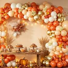 Autumn Style Orange Matte White Yellow Gold Balloon Arch Set 100 Counts Latex Garland Balloons For Thanksgiving Wedding Holiday Celebration Layout - Multicolor - View 1