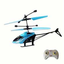 Juguete de avión eléctrico a control remoto para niños, helicóptero con sensor infrarrojo, disponible en varios colores, con batería incorporada y carga USB, avión de control remoto con luces brillantes, regalo para niños. - Amarillo - Ver 3