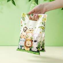 10/25Pcs Jungle Animal Handheld Gift Bags, Suitable For Birthday, Baby Shower, Gender Reveal, Safari Party Decorations, Plastic Bags For Events - Multicolor - View 13