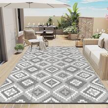 Outdoor Rug For Patios, Reversible Plastic Straw Camping Carpet, Large UV Resistant Area Garden Rugs Mats For RV, Picnic, Backyard, Deck, Balcony, Porch, Beach - A - View 1