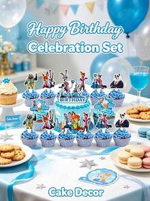 Disney 《動物之森》生日甜點裝飾套組－蛋糕插飾生動呈現電影的奇幻氛圍，為您的派對甜點桌增添亮點，包含朱蒂、尼克與經典蛇形角色 - Cake label - 查看 5