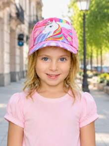 1PC Kids Cartoon Unicorn Baseball Cap, Fashionable Colorblock Duck Bill Hat, Suitable For Kids Daily, Vacation, School Sun Protection, Multiple Styles Available - Multicolor - View 4