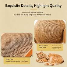 Arch Bridge Wooden Cat Scratching Board, Stable Non-Slip Base, Curved Cat Scratching Pad, Interactive Indoor Cat Toy, Suitable For Kittens And Adult Cats, Sisal Ball Scratching Board, Pet Claw Care Furniture - one-size - View 4
