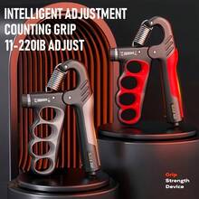 1pc Random Color Adjustable Digital Hand Grip Strength Trainer, 5-100kg Variable Resistance, Ergonomic 4-Hole Non-Slip Handle, Thickened Stainless Steel Spring Hand Exerciser, Suitable For Finger Rehabilitation, Gym, Rock Climbing, Office Stress Relief - Bold Version - View 2