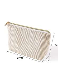 1/2 Set Solid Color Striped Multi-Function Large Capacity Stationery Pouch Student Pencil Case (Fuzzy Style) Back To School Stationery Pencil Bag - Apricot - View 8