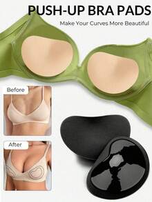 1 Set Heart-Shaped Push-Up Breast Pads (Includes 30pcs Nipple Covers), Create Rounded Breast Shape, Essential Travel Protection - Multicolor - View 2