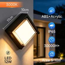CANMEIJIA 1pc Modern LED Wall Light, Indoor Wall Light, Outdoor Wall Light, AC85-265V, White Light 6500K/Warm Light 3000K, Outdoor Waterproof Wall Light, Suitable For Garden, Yard, Balcony, Stairs, Villa, Garage - 12W LED Wall Light - View 16