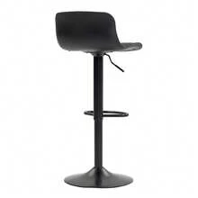 Rotating Bar Stool Set Of 2, Grey Plastic Backrest Synthetic Leather - 黑色 - 查看 7