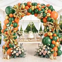 Orange Dark Green Balloon Arch Garland Set 127 Counts Sequins Foil & Metallic Gold Balloons For Wedding Birthday Christmas Thanksgiving Backdrop - Multicolor - View 3