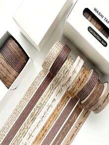 Vintage-Style Box Of 8 Rolls Of Washi Tape, Plaid Journal Tape, Small Floral Journal Tape, And Decorative Material Stickers - View 1