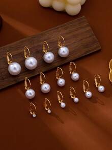 1 Pair Fashion Minimalist Faux Pearl Ear Clips, Multiple Sizes Available, Elegant Elegant Ear Dangle Ear Clips For Women, Versatile Ear Jewelry For Daily Casual, Party, Gathering And Banquet - Imitation Pearl Earrings - View 2