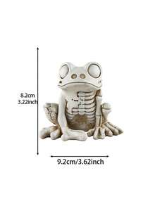 Halloween Skeleton Frog Resin Statue, Gothic Bone Frog Figurine Decor, Ghostly Jack-O'-Lantern Halloween Party Desktop Ornament, Home Indoor Tabletop Decoration, Garden Ornament - Frog - View 6