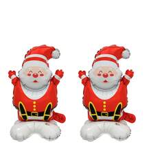 Small Standing Jumping Cheering Santa Claus Balloon Christmas New Year Party Decoration - Multicolor - View 4