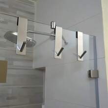 2pcs Shower Door Hooks - Frameless Wall-Mounted Bathroom Hooks - Space-Saving Modern Style, Suitable For Glass Doors, Shower Curtain Rods, Towel Racks - Easy Installation, Black, Silver, Gold - A - View 7