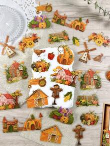 1 Pack 30pcs Vintage Autumn Farm Stickers For Planner DIY Collage Decoration Photo Album Scrapbook Journal - Autumn Harvest Handmade - View 1
