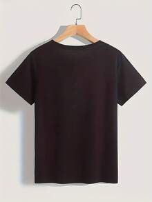 Women's Plus Size Combed Thin Cloud Cotton Crew Neck T-Shirt And Shorts Two-Piece Set - Lightweight And Stretchy For Outings And Home Wear - Black T-shirt - View 2