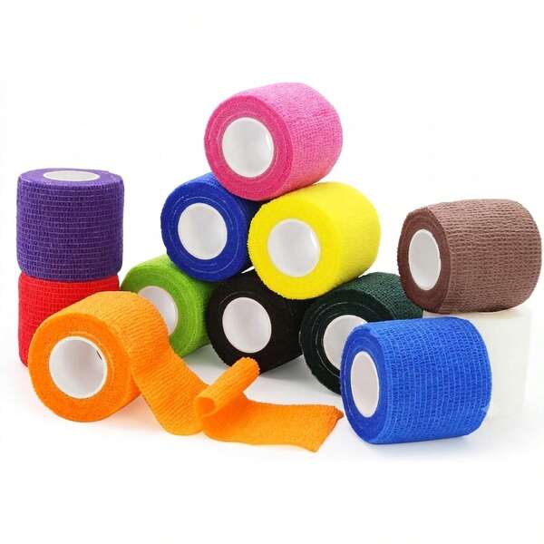 Vendaje Cohesivo Autoadhesivo - 12 Paquetes, 2" X 5 Yardas, Vendaje Autoadhesivo No Tejido para Pulgar, Dedo, Muñeca, Tobillo, Cinta de Vendaje Veterinario (Colores Mixtos)