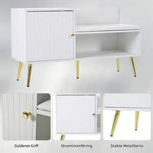 Modern White Shoe Storage Bench With Seat And Backrest - Metal Handles & Legs - Perfect For - 白色 - 查看 8