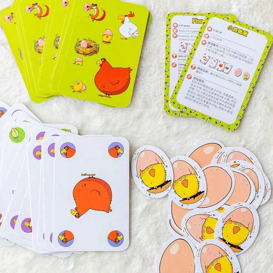 Chick Piou Piou Little Chick Chirp Chirp Card Game Set Includes 65 Cards, Including 47 Regular Cards And 18 Egg-Shaped Cards - This Cute Little Chick Growth Card Game Is Suitable For Multi-Player Interactive Strategy Party Games, Ideal For Game Night, Halloween, Christmas And Thanksgiving Parties, First Choice For Family Fun Activities - Multicolor - View 1