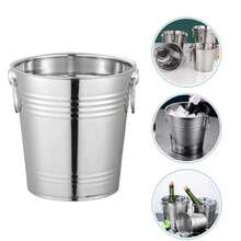 1 Piece Household & Commercial Stainless Steel Ice Bucket, Not Easy To Deform, Double Handles For Easy Carrying, Smooth And Easy To Clean, Suitable For Storing Ice And Chilling Red Wine And Champagne In Bars And Family Gatherings - View 4