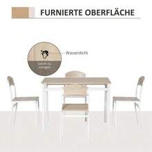 5-Piece Dining Set With Wood-Effect MDF Top And Grey And White Metal, Including A Table And Four Chairs For A Modern Dining Room. - 淺灰色 - 查看 6