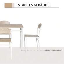 5-Piece Dining Set With Wood-Effect MDF Top And Grey And White Metal, Including A Table And Four Chairs For A Modern Dining Room. - 淺灰色 - 查看 5