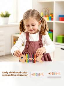 Early Childhood Education Color Recognition - Fishbone Tabletop Game Teaching Aid For Developing Fine Motor Skills, Gift For Boys And Girls - Multicolor - View 3