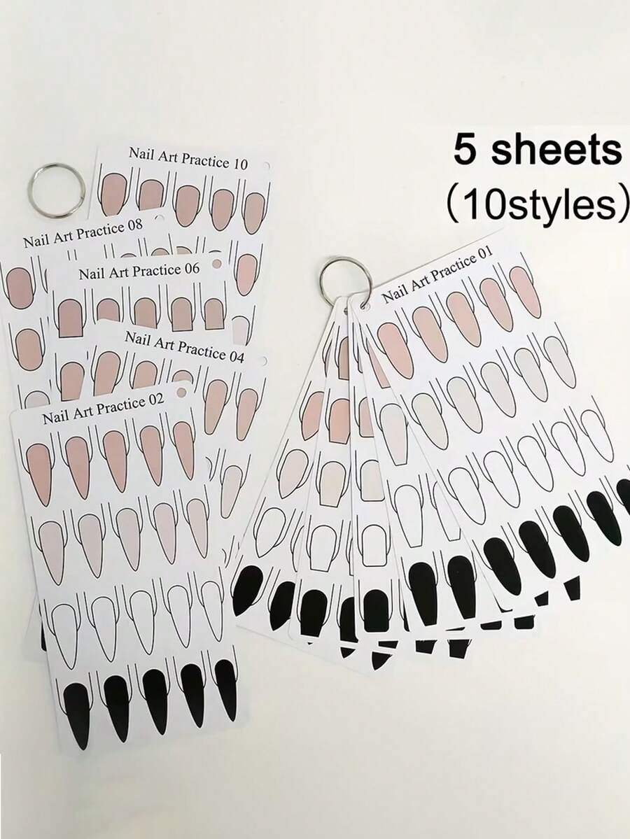 10pcs Reusable PVC Nail Art Tracing Cards, Waterproof Plastic Nail Art Practice Cards, Handmade Nail Art Training Cards For Beginners, Nail Artist Design Drawing Practice Board, Nail Salon Accessories Tools