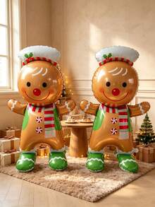 1pc Extra Large 155cm Gingerbread Man Base Shaped Cartoon Christmas Party Decoration Aluminum Foil Balloon - View 1