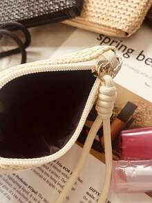 Mini Wrist Woven Coin Purse, Simple Zipper Card Package, Then Hand In Hand With The Storage Bag, Can Hold Keys, Lipstick, Headphones Storage Bag. - Multicolor - View 3