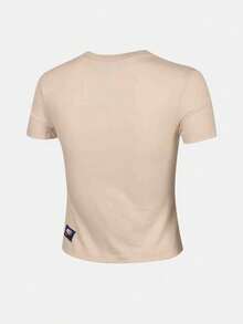 Jordan Women's AS W J FLT SS TMID WINGS Short Sleeve Knit Collarless T-Shirt TIV5348-272 - Khaki - View 2