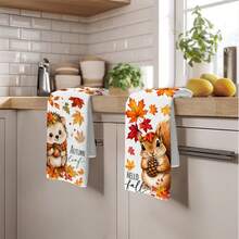 2PCS Kitchen Towels, Autumn Plaid Pumpkin And Vine Pattern, 40*60cm Rectangular Microfiber Kitchen Towels, Dish Cloths, Table Linens, Hand Towels, Kitchen Decor, Home Decor, Housewarming Gift For Neighbors, Kitchen Napkins And Dish Cloths, Home Decor, Gifts, Perfect For Kitchen And Bathroom Use - Orange - View 10
