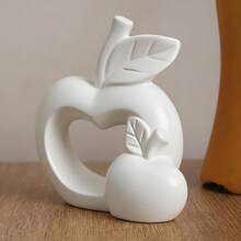 1pc Luxury Metallic Ceramic Hollow Heart Apple Statue Ornament, Ceramic Material, Glossy Surface, Luxury Home Decor, Creative Apple Design, Living Room Desktop Entryway Decoration Small Ornament - A - View 7