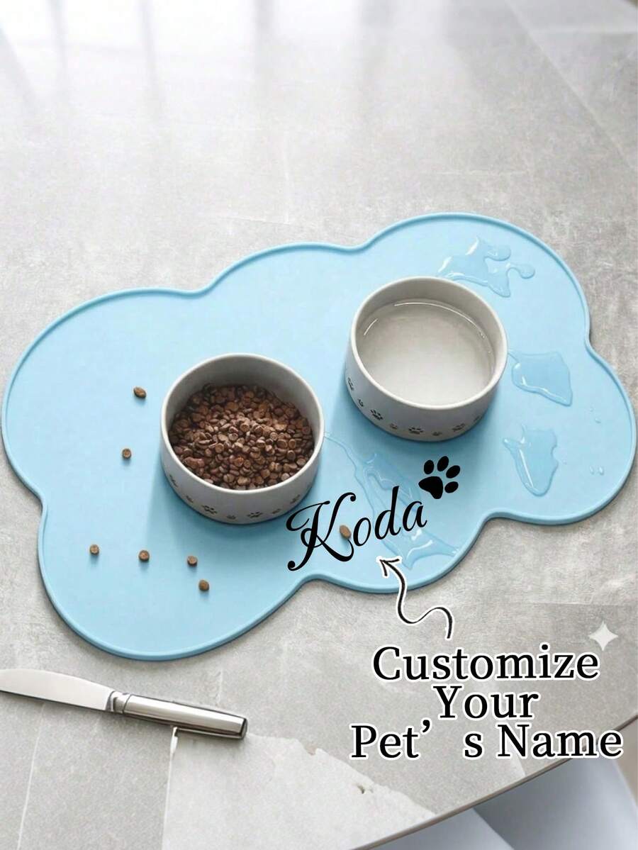Customizable Pet Feeding Mat (1pc), Supports Personalized Name Customization, Suitable For Cats And Dogs, Non-Slip Rubber Bottom, Minimalist Design Style, Perfect Gift For Pet Owners