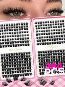 384pcs Individual False Eyelashes For DIY Lash Extension, D-Curl Fluffy Lashes, Easy Lash Extension At Home - Black - View 2