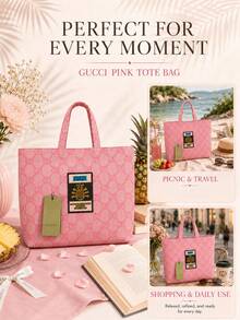 Gucci Pink Tote Bag 38*59cm, Canvas Fabric, Durable And Practical, Large Capacity For Commuting And Travel, Exquisite And Versatile Gift Box - Pink - View 9