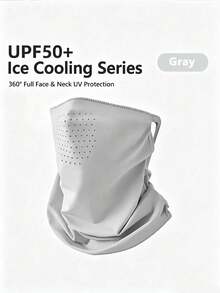 1 pieza Máscara facial de protección solar para ciclismo al aire libre con protector de cuello y bucle para orejas de seda de hielo - Mascarilla facial con protector solar - Ver 8