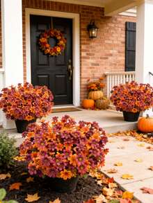 5 piezas de Crisantemo y Margarita Artificiales, Planta de Otoño Resistente a los Rayos UV para Exterior/Interior, Adecuada para Decoración de Jardín, Porche, Boda, Balcón, Habitación, Oficina, Decoración del Festival de Cosecha de Otoño, Ramo de Novia DIY, Festival de Cosecha, Halloween - marrón café - Ver 1