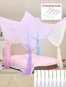 Outdoor Mosquito Net, Curtain Bed Cover, Rainbow Mosquito Net, Princess Mosquito Net, Suitable For 4-Post Bed Elegant Mosquito Net Set, Mosquito Netting With Hooks And Tassel Rope, Screen-Style Bed Cover Curtain, Mosquito Net - A - View 12