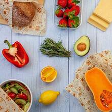 Hishop Reusable Beeswax Food Wrap 7 Pack - Perfect for Reusable Sandwich Bags and Covering Dishes - Eco-Friendly - Includes 1 S, 2 M, 2 L 2 XL Size Wraps LINAN001 -L8 - como en la imagen - Ver 8