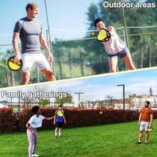 1 Set (2 Rackets + 4 Balls) Throw And Catch Game, Suitable For Adult Beach Games, Outdoor Family Party Toys, Portable Rackets With 2 Balls, Ideal Outdoor Game And Vacation Party Gift. - Multicolor - View 9