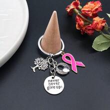 3pcs Antique Silver Tree Of Life, Wing, Heart, NEVER GIVE UP Letter Charm Keychain Accessories - Multicolor - View 4